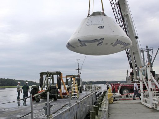 The Orion Test Capsule Loaded on a Navy INLS "Improved Navy Ligh