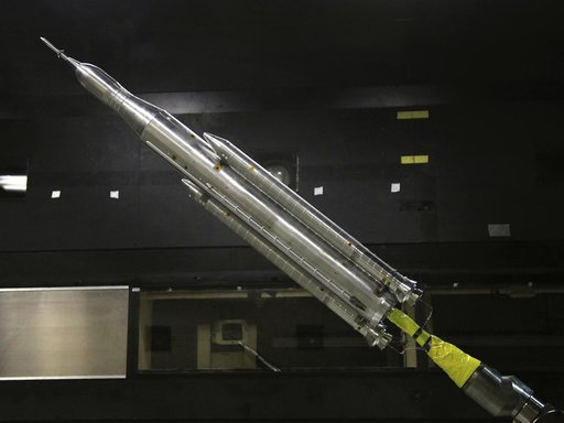 Model of the Space Launch System for the Orion Space Capsule is