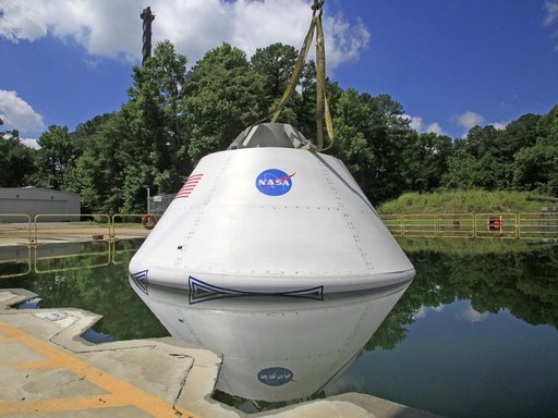 The Orion Test Capsule at NASA's Langley Research Center's Hydro