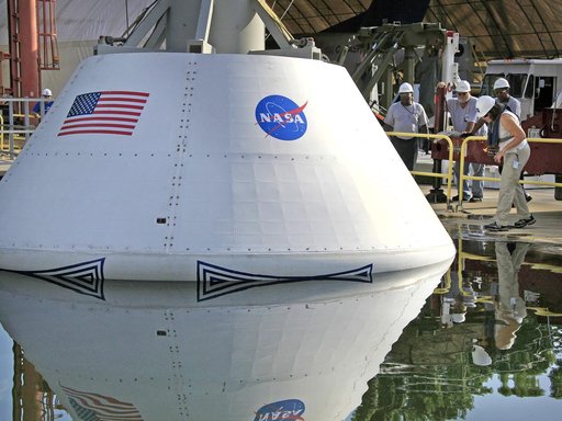 The Orion Test Capsule at NASA's Langley Research Center's Hydro