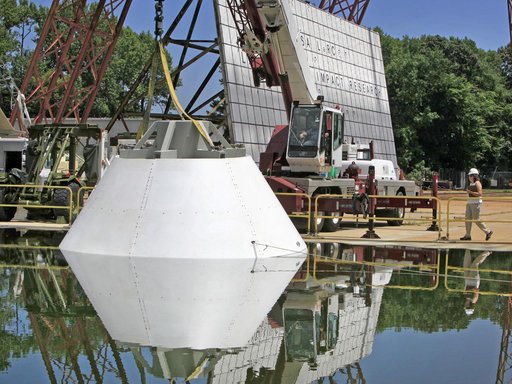 The Orion Test Capsule at NASA's Langley Research Center's Hydro