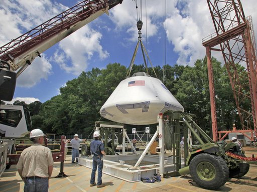 The Orion Test Capsule at NASA's Langley Research Center's Hydro