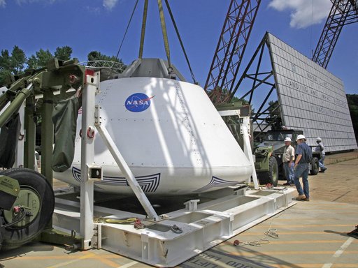 The Orion Test Capsule at NASA's Langley Research Center's Hydro