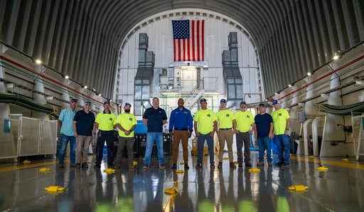 NASA Astronaut Victor Glover Views Artemis II Rocket Stage at NASA Michoud
