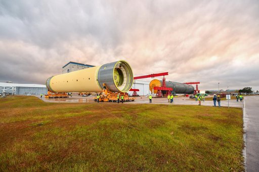 SLS Liquid Hydrogen Tank Test Article Moved at NASA’s Michoud Assembly Facility
