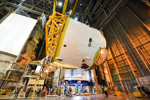 Engine Section for NASA’s SLS Rocket Prepared for Joining to Rest of Stage