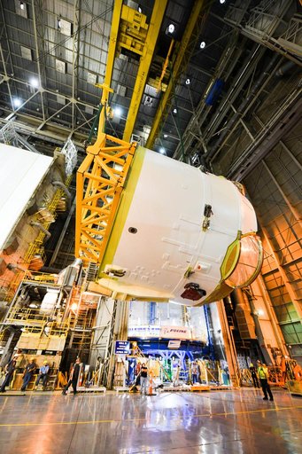 Engine Section for NASA’s SLS Rocket Prepared for Joining to Rest of Stage
