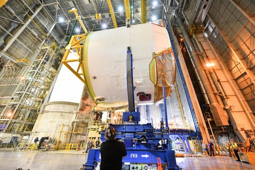 Engine Section for NASA’s SLS Rocket Prepared for Joining to Rest of Stage