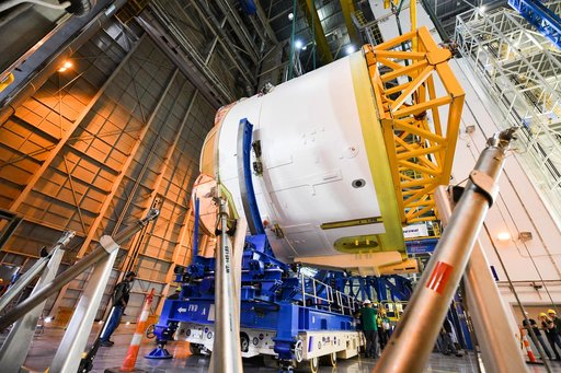 Engine Section for NASA’s SLS Rocket Prepared for Joining to Rest of Stage