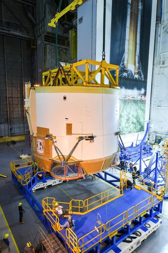 Engine Section for NASA’s SLS Rocket Prepared for Joining to Rest of Stage