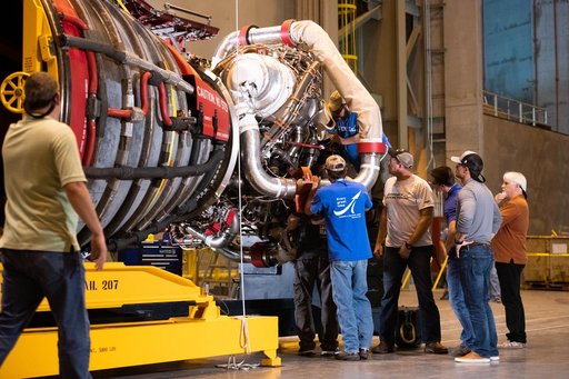Second RS-25 Engine Attached to NASA Moon Rocket