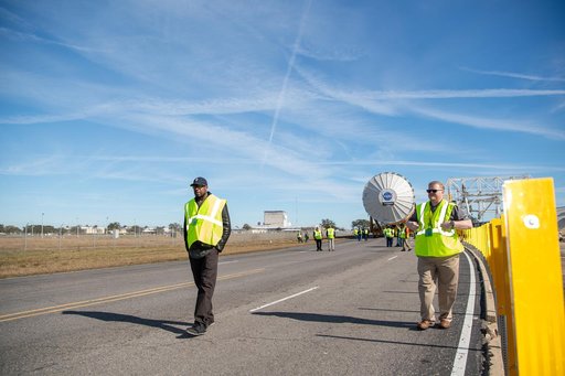NASA Moves First Artemis SLS Rocket Stage from NASA’s Factory to Barge