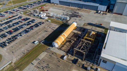 NASA Moves First Artemis SLS Rocket Stage from NASA’s Factory