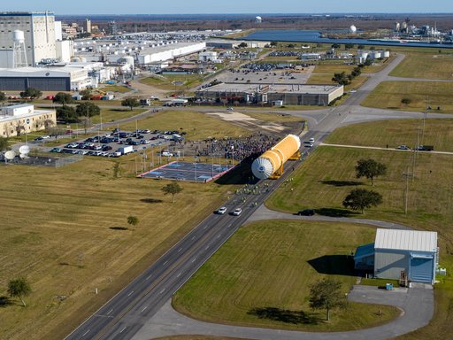 NASA Moves First Artemis SLS Rocket Stage from NASA’s Factory