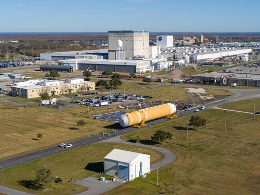 NASA Moves First Artemis SLS Rocket Stage from NASA’s Factory