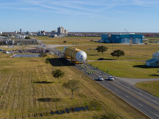 NASA Moves First Artemis SLS Rocket Stage from NASA’s Factory