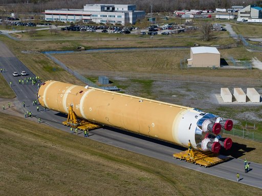 NASA Moves First Artemis SLS Rocket Stage from NASA’s Factory
