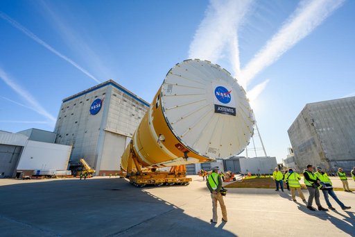 NASA Moves First Artemis SLS Rocket Stage from NASA’s Factory to Barge