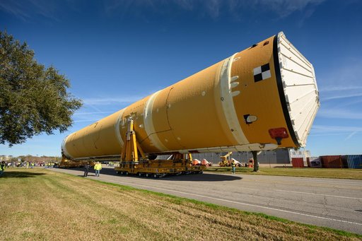 NASA Moves First Artemis SLS Rocket Stage from NASA’s Factory to Barge