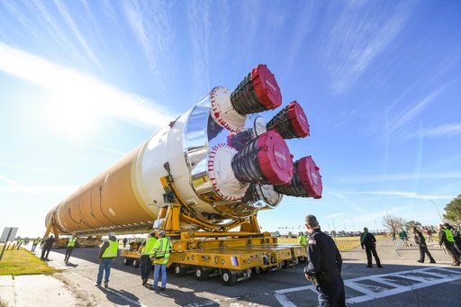 NASA Moves First Artemis SLS Rocket Stage from NASA’s Factory to Barge