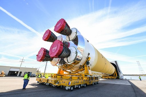 NASA Moves First Artemis SLS Rocket Stage from NASA’s Factory to Barge