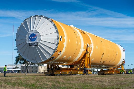NASA Moves First Artemis SLS Rocket Stage from NASA’s Factory