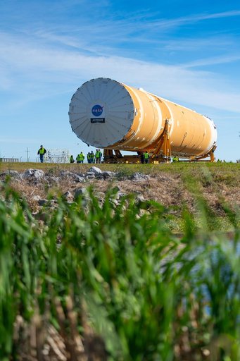 NASA Moves First Artemis SLS Rocket Stage from NASA’s Factory