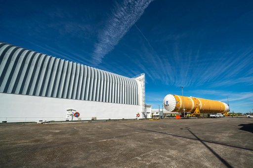 NASA Moves First Artemis SLS Rocket Stage from NASA’s Factory
