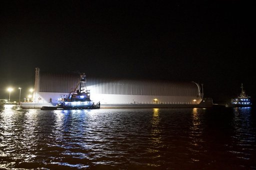 NASA’s Pegasus Barge Stops at MAF with Artemis I Rocket Hardware