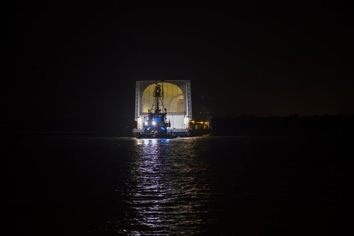 NASA’s Pegasus Barge Stops at MAF with Artemis I Rocket Hardware
