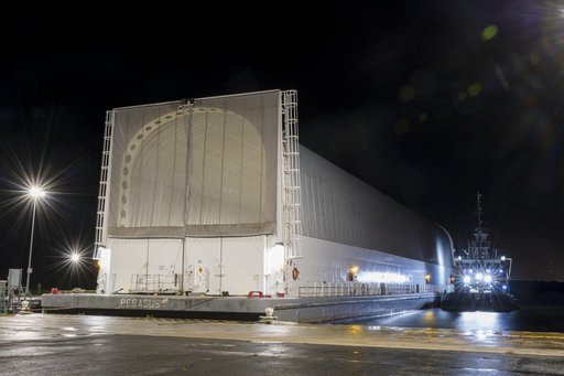 NASA’s Pegasus Barge Stops at MAF with Artemis I Rocket Hardware