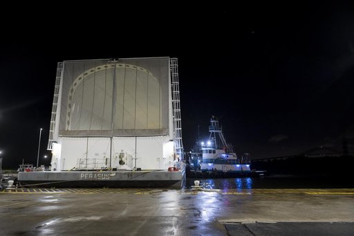 NASA’s Pegasus Barge Stops at MAF with Artemis I Rocket Hardware