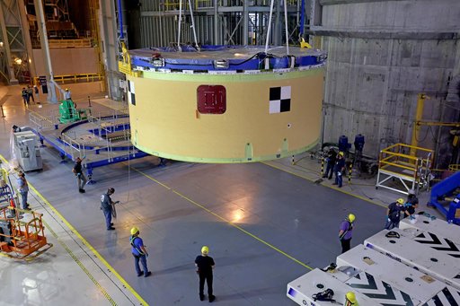 NASA Stacks Elements for Upper Portion of Artemis II Core Stage