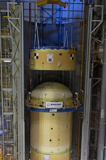 NASA Stacks Elements for Upper Portion of Artemis II Core Stage