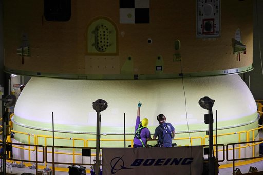 NASA Stacks Elements for Upper Portion of Artemis II Core Stage