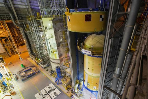 NASA Stacks Elements for Upper Portion of Artemis II Core Stage