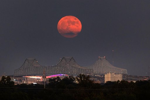Super Blue Moon Rises Over City of New Orleans
