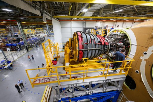 Engine Installation Underway for Artemis II Moon Rocket at NASA Michoud
