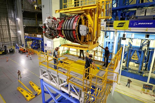 Engine Installation Continues for Artemis II Moon Rocket at NASA Michoud