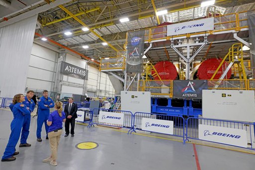 Artemis II astronauts visit NASA Michoud, view SLS rocket hardware