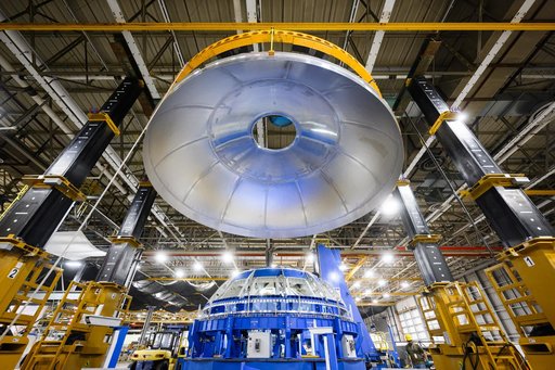 SLS Exploration Upper Stage Test Article Offloaded in Area 94