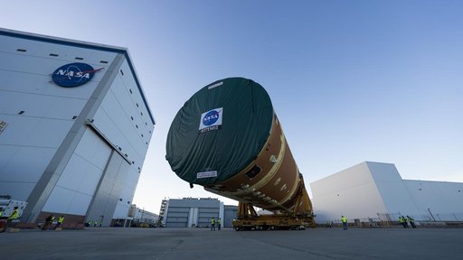 Core Stage for Artemis II Rocket Moved to Pegasus Barge for Departure to Kennedy Space Center