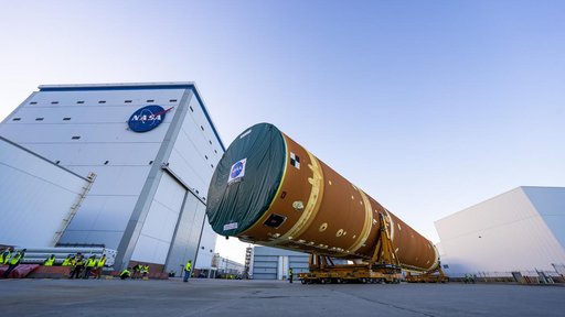 Core Stage for Artemis II Rocket Moved to Pegasus Barge for Departure to Kennedy Space Center