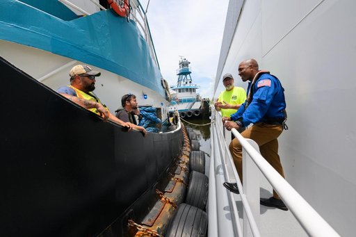 NASA Astronaut Victor Glover Views Artemis II Rocket Stage at NASA Michoud