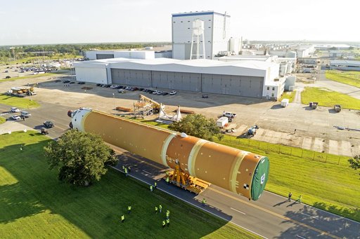 Core Stage for Artemis II Rocket Moved to Pegasus Barge for Departure to Kennedy Space Center