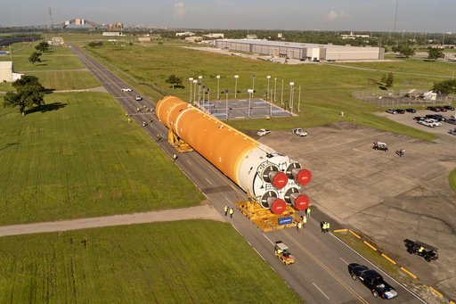 Core Stage for Artemis II Rocket Moved to Pegasus Barge for Departure to Kennedy Space Center