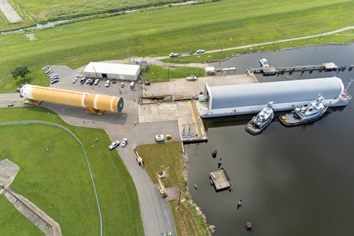 Core Stage for Artemis II Rocket Moved to Pegasus Barge for Departure to Kennedy Space Center