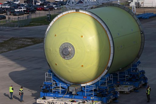 Artemis III Liquid Oxygen Tank Moves to Thermal Protection System Application Cell