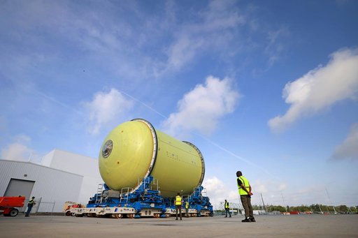 Artemis III Liquid Oxygen Tank Moves to Thermal Protection System Application Cell