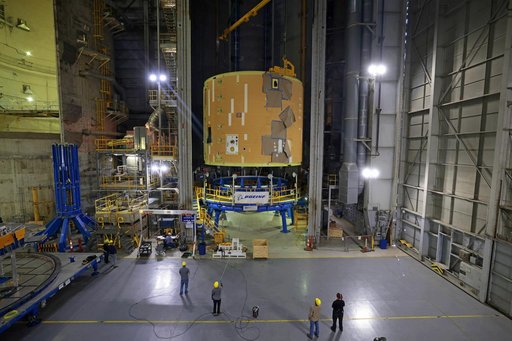 Artemis III Intertank Moves to Vertical Assembly Building for Forward Join